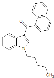 Struttura chimica del cannabinoide sintetico JWH-018